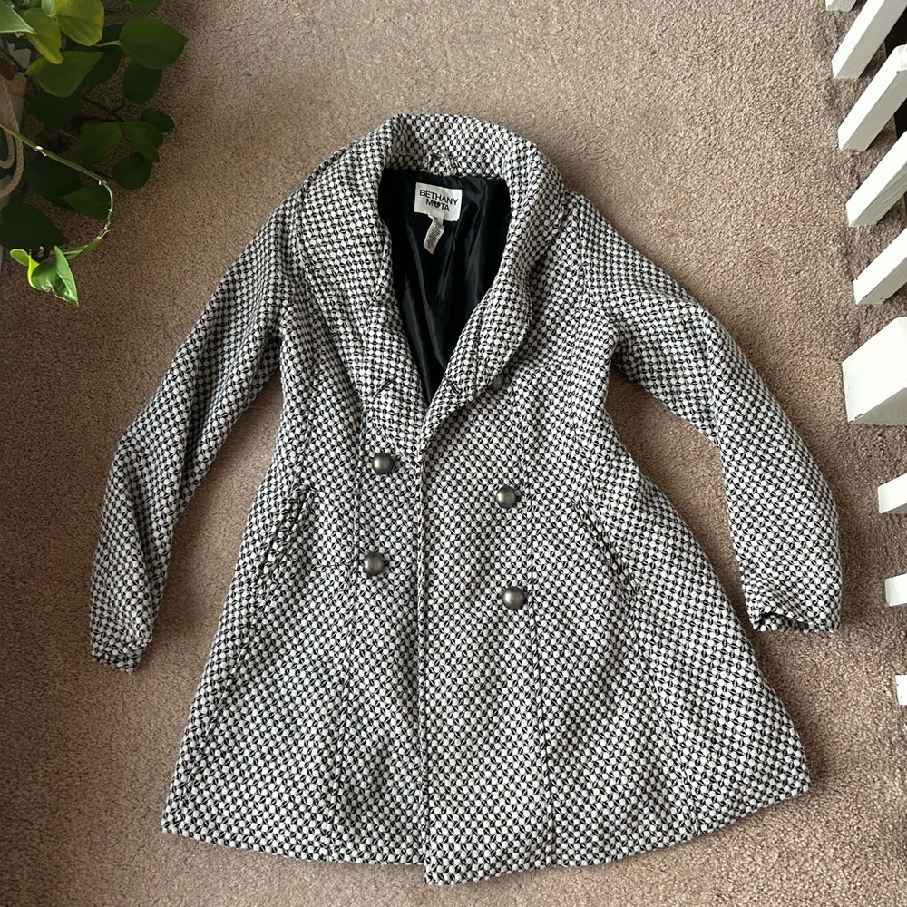 Bethany Mota Black and White Trench Coat